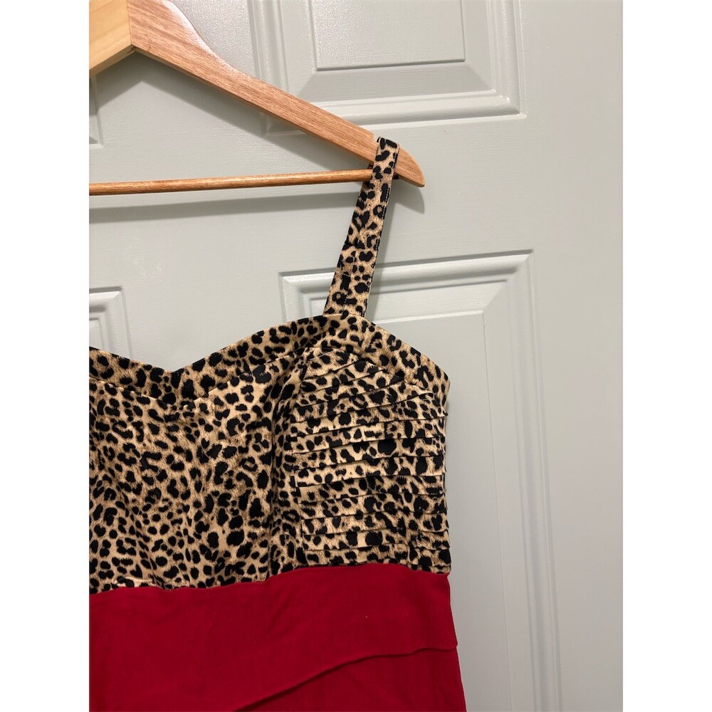 Torrid Dress Womens Plus Size 16 Red Leopard Print Midi Sheath Bustier - Picture 3 of 11